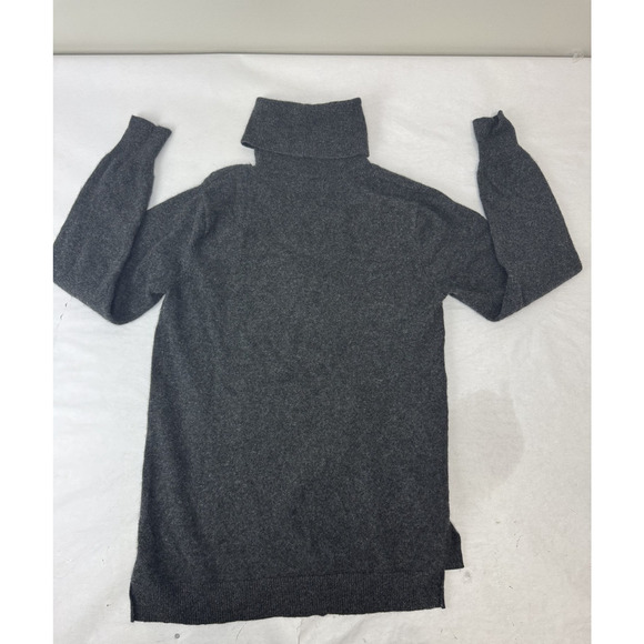Lusso Cashmere Sweater Womens Medium Gray Pullover Turtleneck Rib Cut Out Twist - Picture 7 of 9